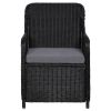 9 Piece Patio Dining Set Poly Rattan Black