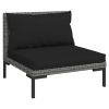 13 Piece Patio Lounge Set with Cushions Poly Rattan Dark Gray