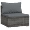 12 Piece Patio Lounge Set with Cushions Gray Poly Rattan