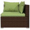 13 Piece Patio Lounge Set with Cushions Brown Poly Rattan