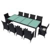 11 Piece Outdoor Dining Set with Cushions Poly Rattan Black