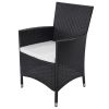 11 Piece Outdoor Dining Set with Cushions Poly Rattan Black