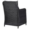 7 Piece Patio Dining Set Poly Rattan Black