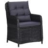 7 Piece Patio Dining Set Poly Rattan Black