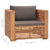 6 Piece Patio Lounge Set with Dark Gray Cushion Solid Teak Wood