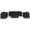 10 Piece Garden Lounge Set with Cushions Poly Rattan Black